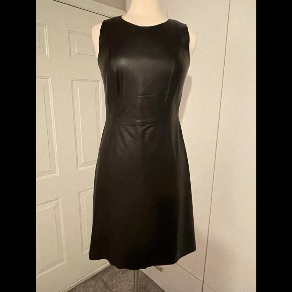 BROWN LEATHER SHEATH DRESS-size 4